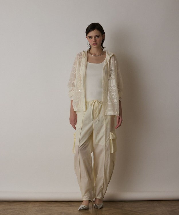 GRACE CONTINENTAL キカレースフード付トップ キナリ