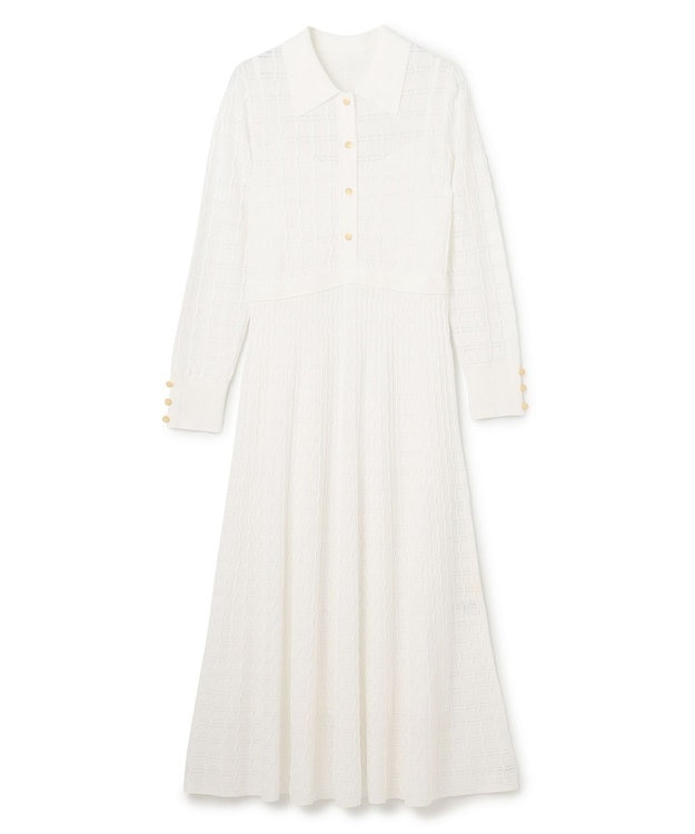 GRACE CONTINENTAL ウェーブニットワンピース ホワイト