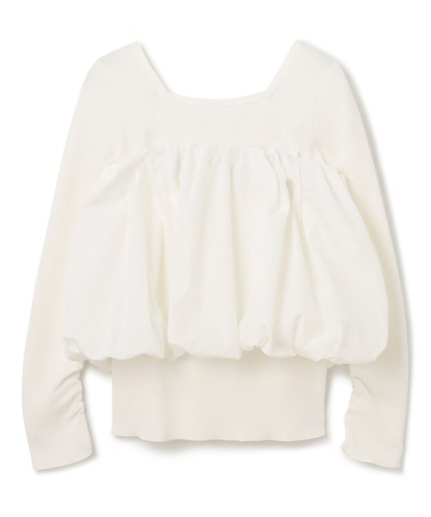 GRACE CONTINENTAL タフタケープ付ニットトップ ホワイト