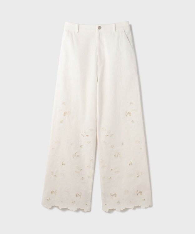 GRACE CONTINENTAL カットワークフレアパンツ ホワイト