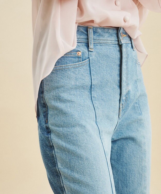 GRACE CONTINENTAL カットオフスリムデニムパンツ サックス