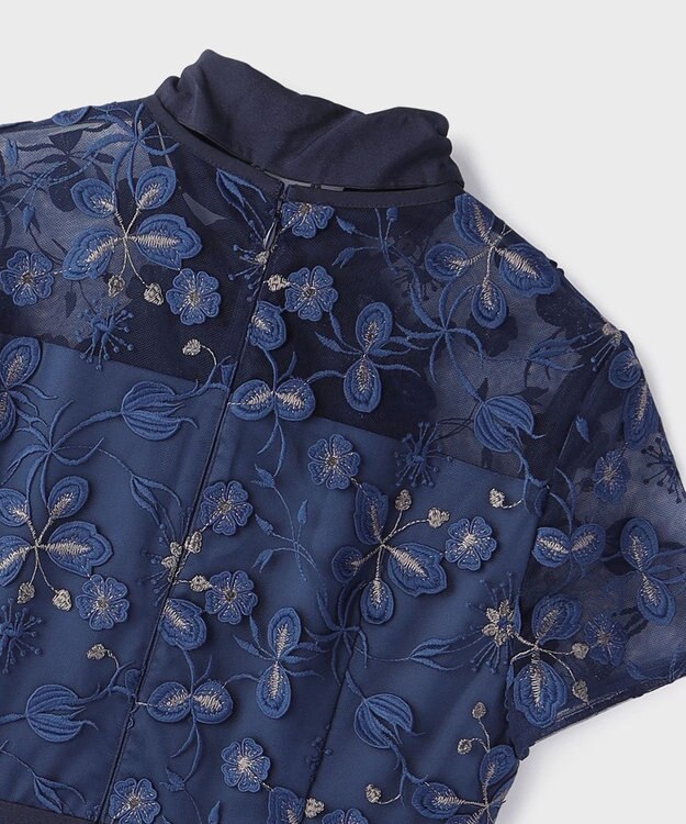 GRACE CONTINENTAL フラワ－フレアドレス ネイビー