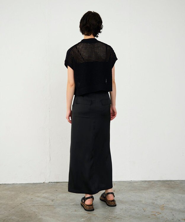 GRACE CONTINENTAL サテンストレートスカート ブラック