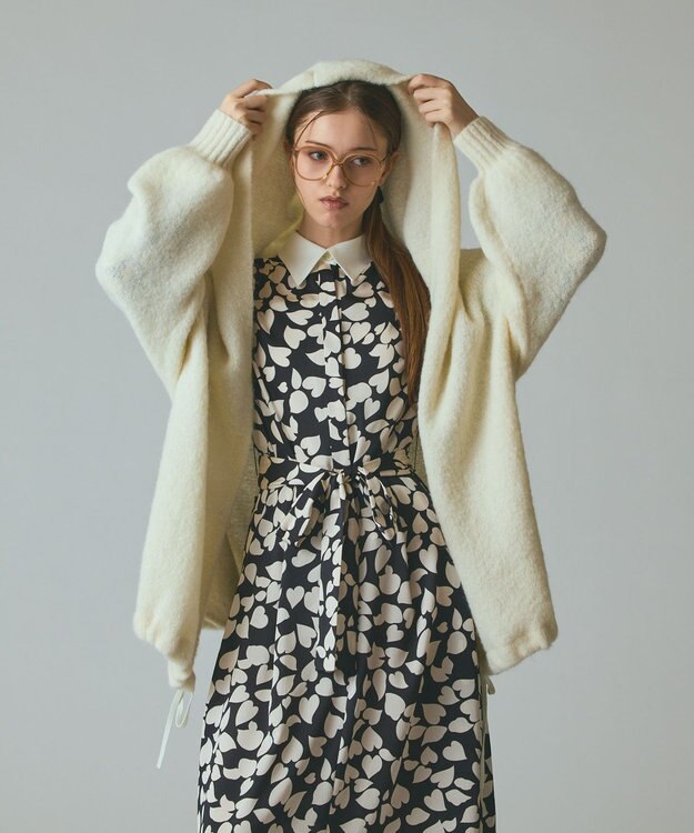 GRACE CONTINENTAL ストールアルパカカーディガン ホワイト