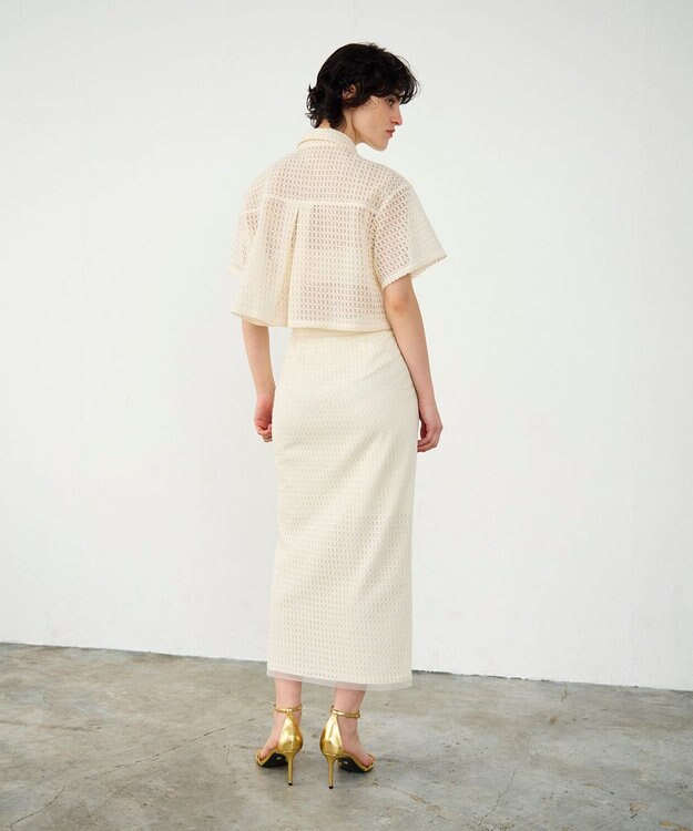 GRACE CONTINENTAL ラッセルメッシュスカート ベージュ
