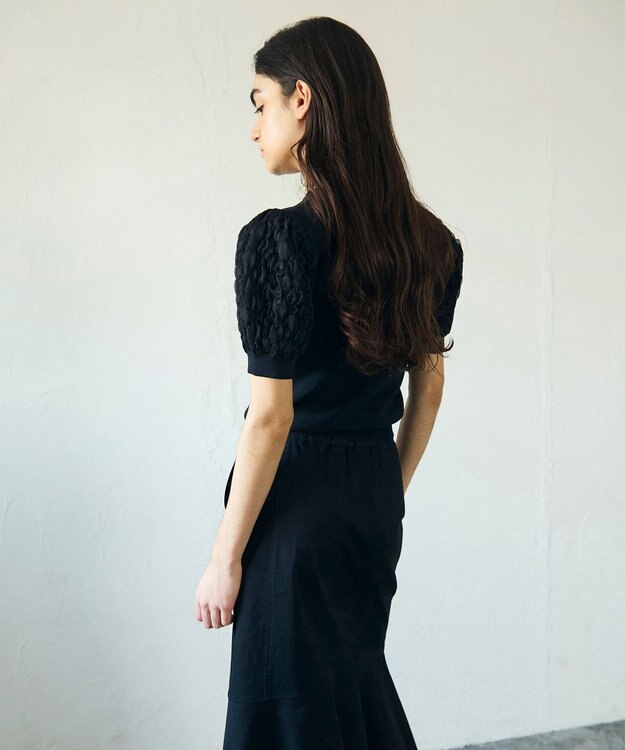 GRACE CONTINENTAL シアーハーフニットトップ ブラック