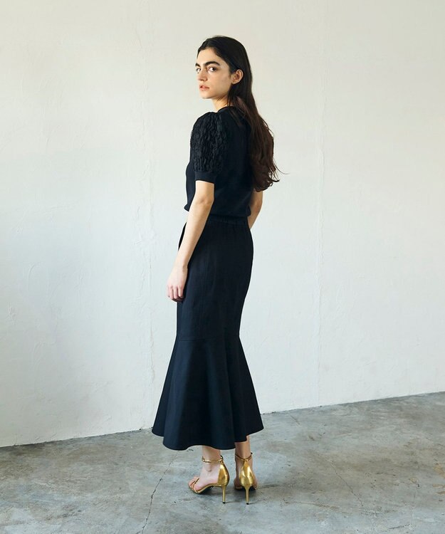 GRACE CONTINENTAL シアーハーフニットトップ ブラック