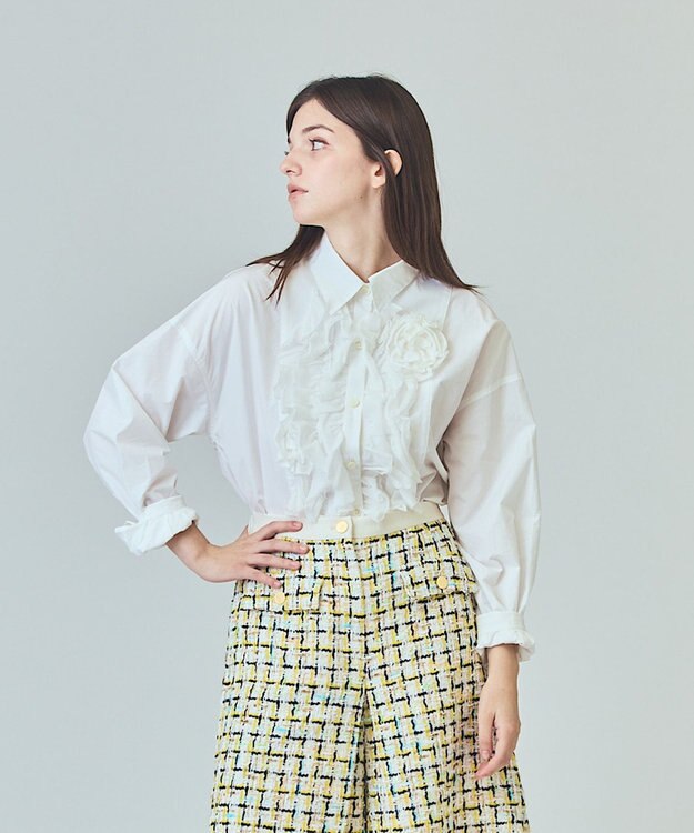 GRACE CONTINENTAL コサージュドレスシャツ ホワイト