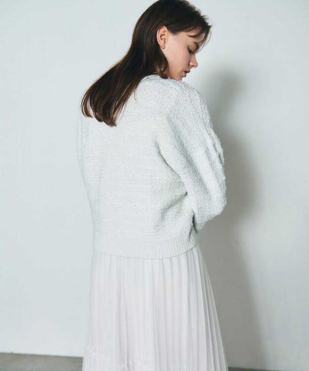 GRACE CONTINENTAL ラメツイードニットカーディガン ホワイト