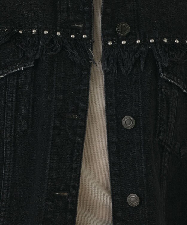 GRACE CONTINENTAL フリンジスタッズデニムジャケット ブラック
