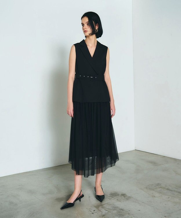 GRACE CONTINENTAL テーラーチュールワンピース ブラック