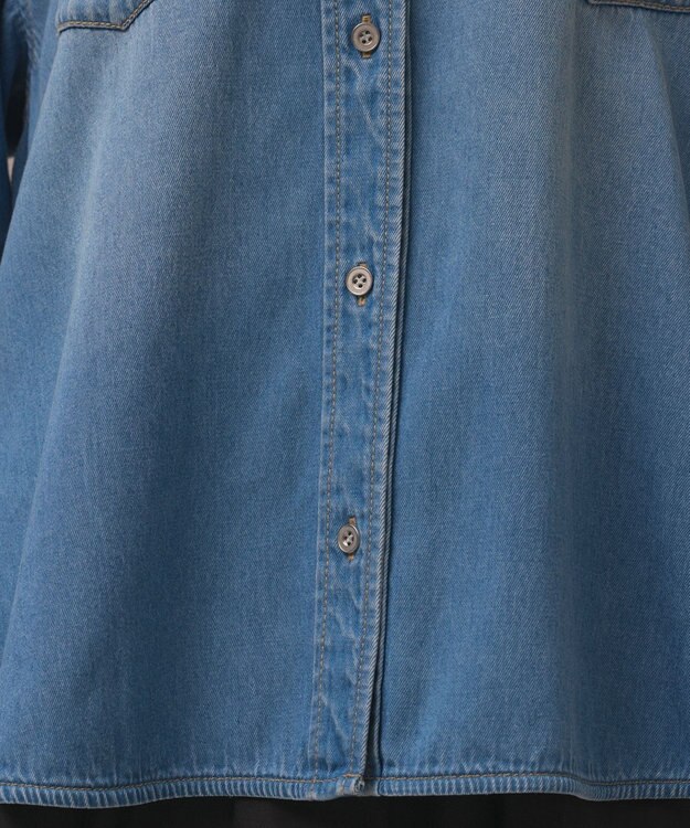 GRACE CONTINENTAL デニムハーフスリーブシャツ ブルー