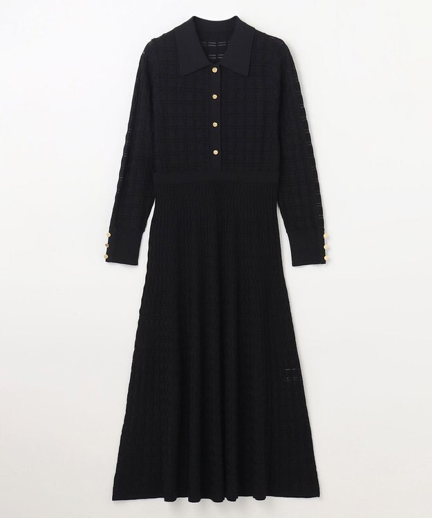 GRACE CONTINENTAL ウェーブニットワンピース ブラック