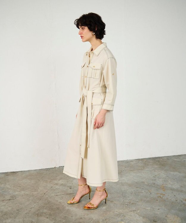 GRACE CONTINENTAL 配色ステッチワークシャツワンピース キナリ