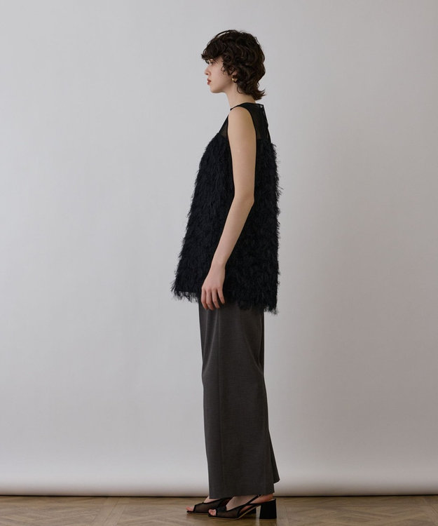 GRACE CONTINENTAL シアーフリンジノースリーブ ブラック