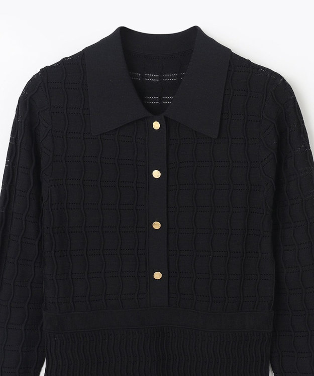 GRACE CONTINENTAL ウェーブニットワンピース ブラック