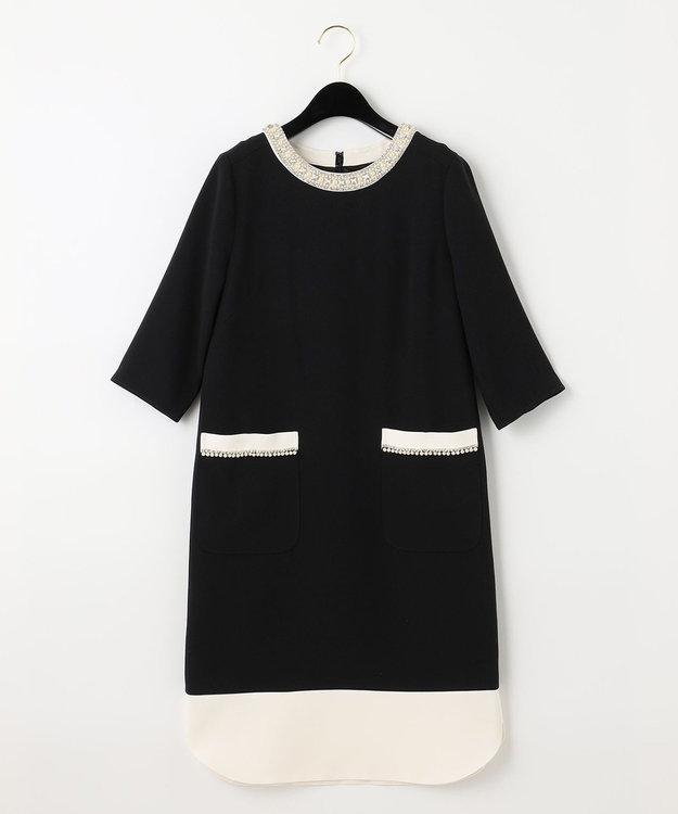 GRACE CONTINENTAL バイカラービジューワンピース ブラック
