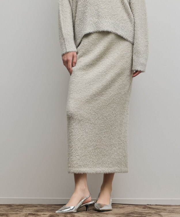 GRACE CONTINENTAL ラメフェザーニットスカート グレー