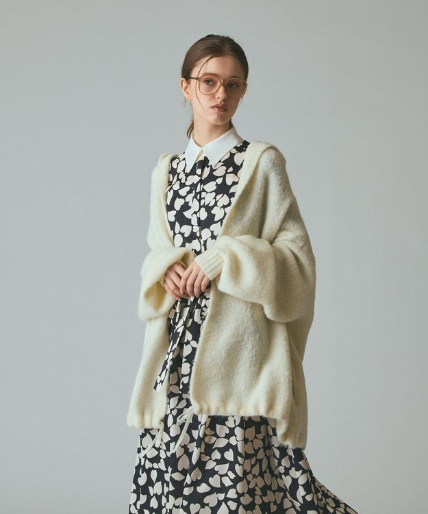 GRACE CONTINENTAL ストールアルパカカーディガン ホワイト