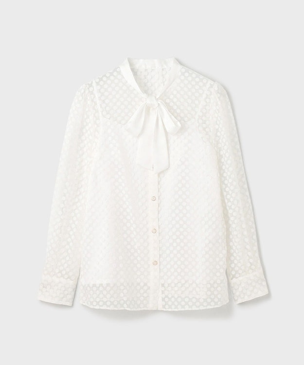 GRACE CONTINENTAL ドットオパールタイ付ブラウス ホワイト