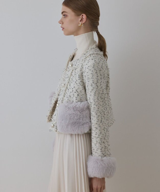 GRACE CONTINENTAL ツイードコンビジャケット キナリ