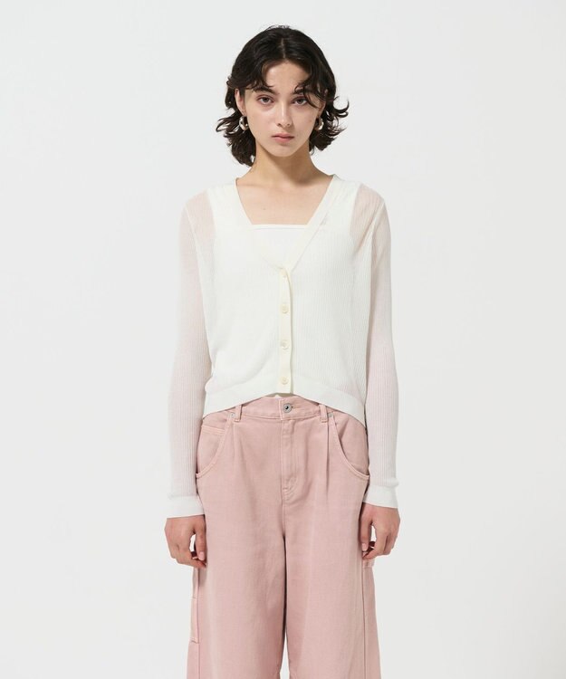 GRACE CONTINENTAL リブシアーニットカーディガン ホワイト