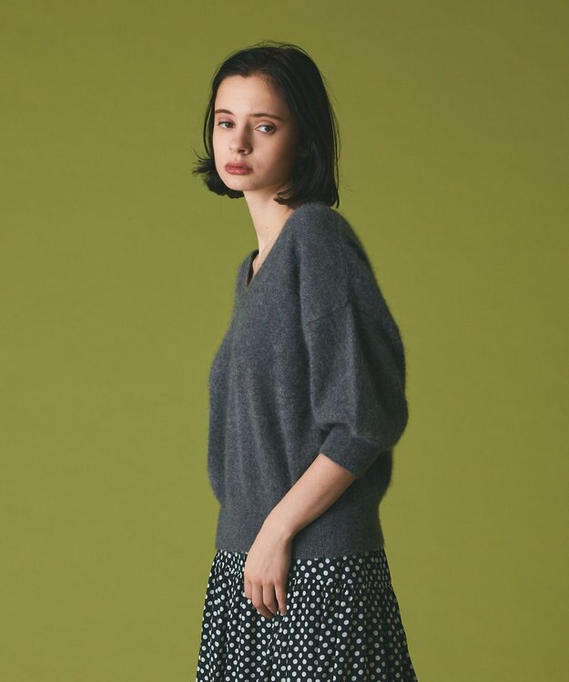 GRACE CONTINENTAL カシミヤファートップ グレー