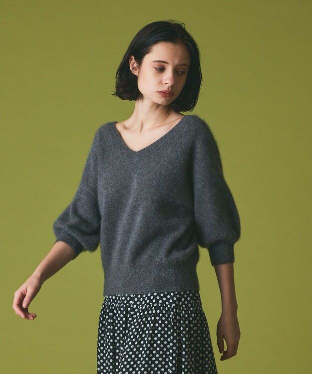 GRACE CONTINENTAL カシミヤファートップ グレー