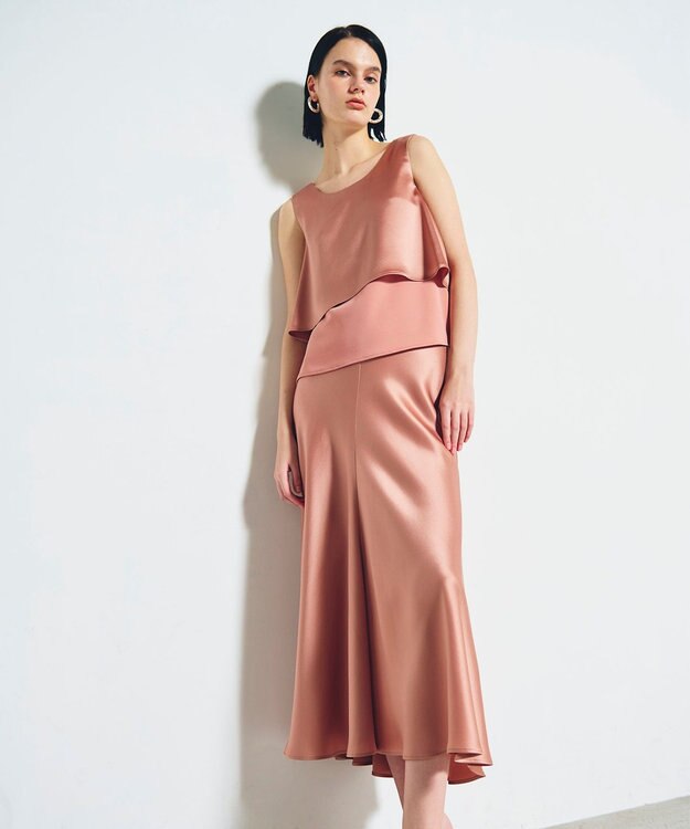 GRACE CONTINENTAL サテンバイアスロングスカート オレンジ