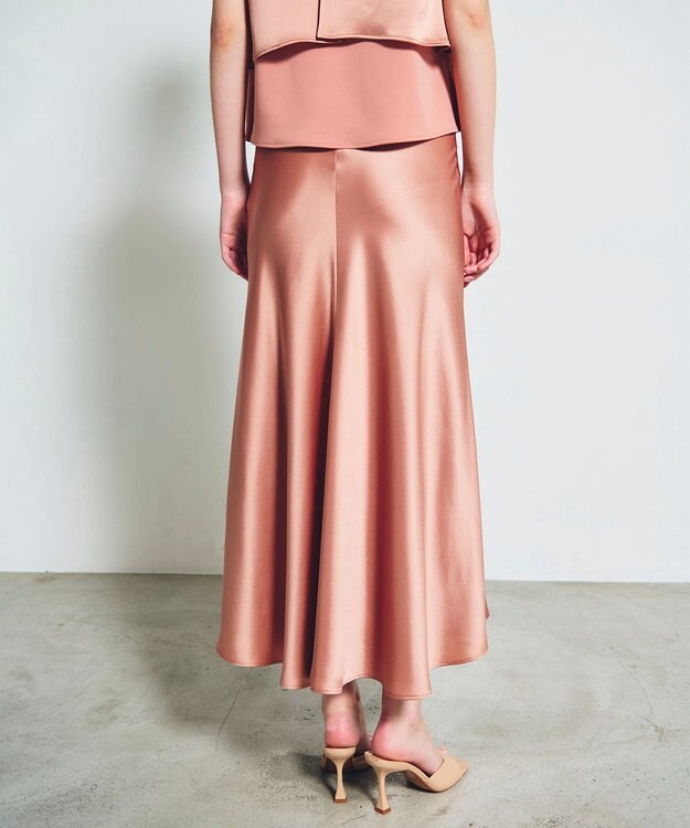 GRACE CONTINENTAL サテンバイアスロングスカート オレンジ