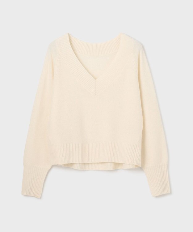 GRACE CONTINENTAL Ｖネックラムニットトップ ホワイト