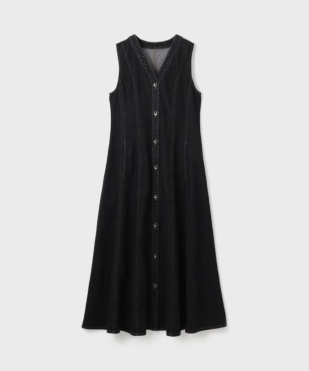 GRACE CONTINENTAL デニムノースリーブロングワンピース ブラック
