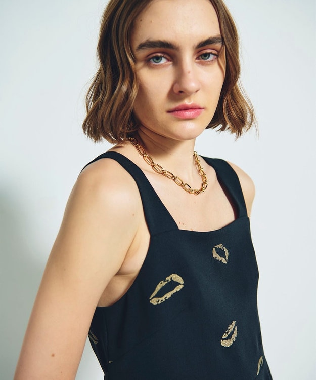 GRACE CONTINENTAL リップモチーフドレス ブラック