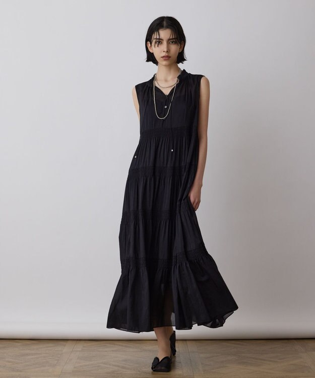 GRACE CONTINENTAL ティアードマキシカフタンワンピース ブラック