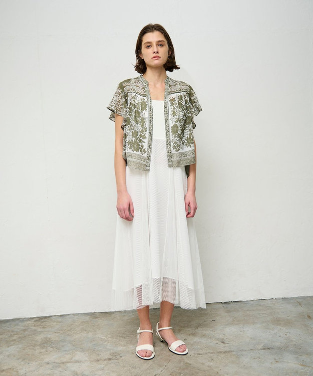 GRACE CONTINENTAL バンダナフレアスリーブブラウス カーキ