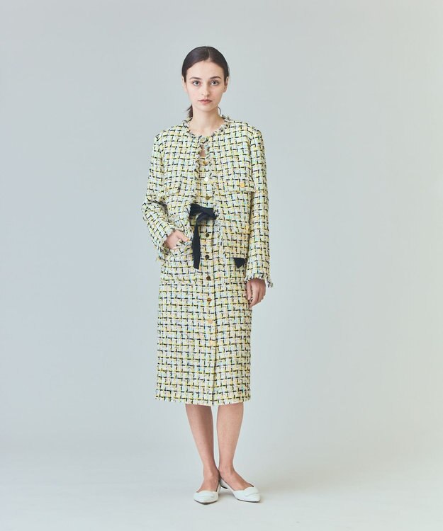 GRACE CONTINENTAL チュールヤーンツイードジャケット イエロー