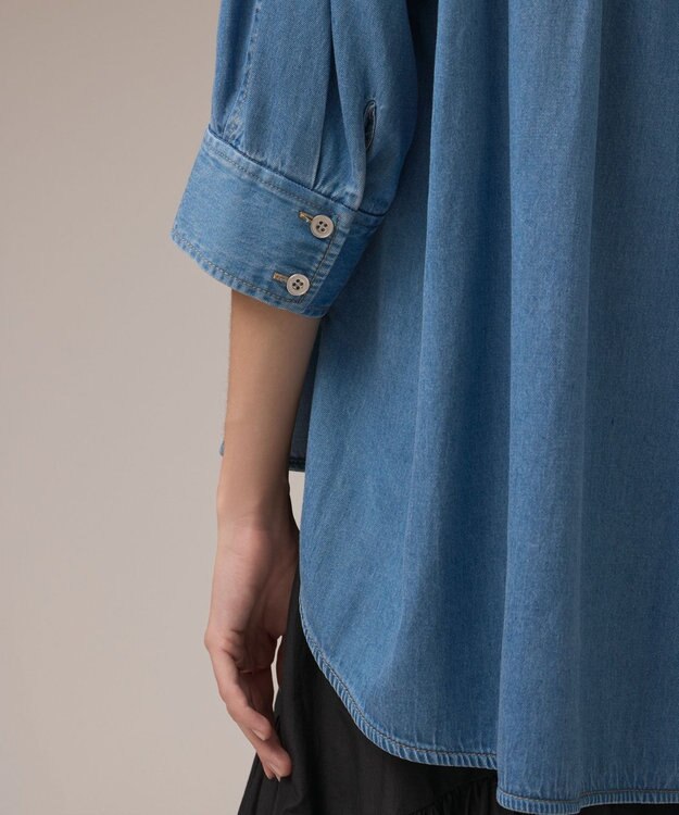 GRACE CONTINENTAL デニムハーフスリーブシャツ ブルー