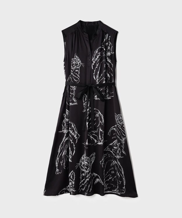 GRACE CONTINENTAL ドローイングキャットワンピース ブラック