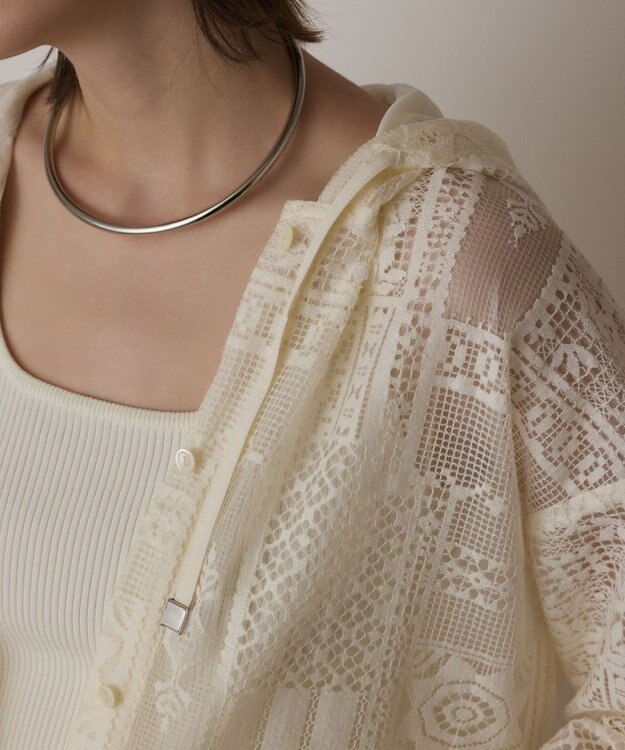 GRACE CONTINENTAL キカレースフード付トップ キナリ