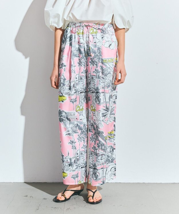 GRACE CONTINENTAL リゾートプリントイージーパンツ ピンク