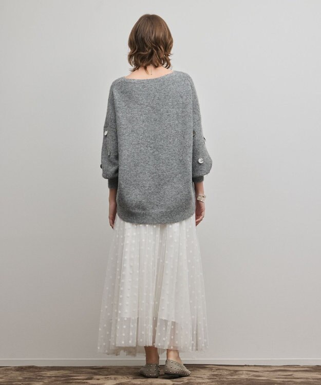 GRACE CONTINENTAL スパンコールニットトップ グレー