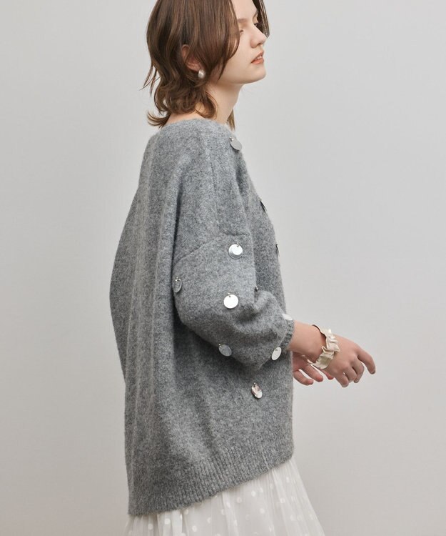 GRACE CONTINENTAL スパンコールニットトップ グレー