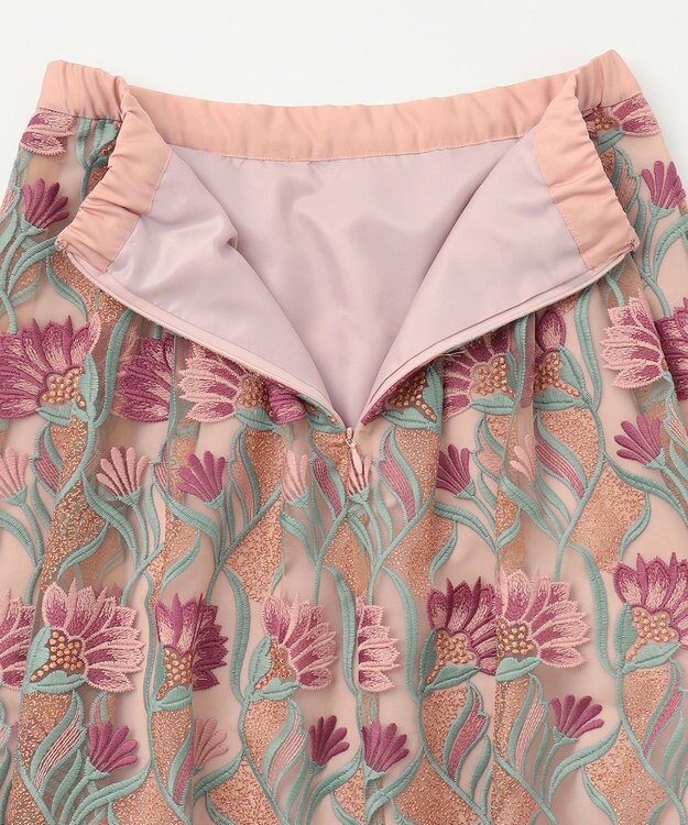 GRACE CONTINENTAL フラワー刺繍チュールスカート ピンク