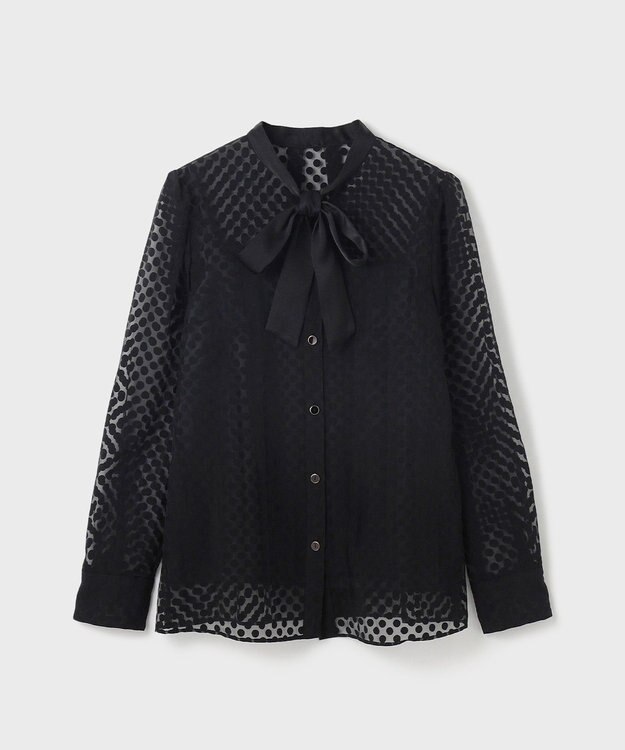 GRACE CONTINENTAL ドットオパールタイ付ブラウス ブラック