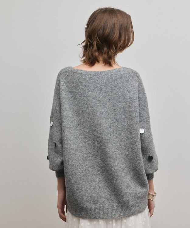 GRACE CONTINENTAL スパンコールニットトップ グレー