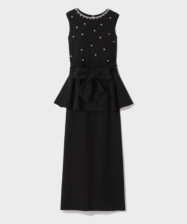 GRACE CONTINENTAL ペプラムリボンドレス ブラック