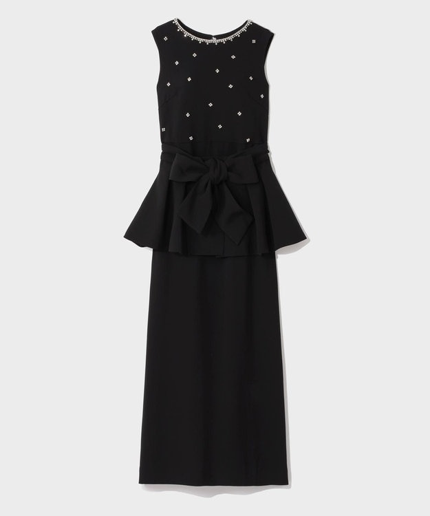 GRACE CONTINENTAL ペプラムリボンドレス ブラック