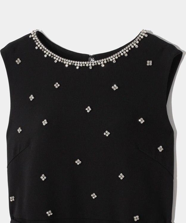 GRACE CONTINENTAL ペプラムリボンドレス ブラック