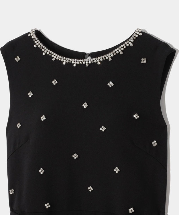 GRACE CONTINENTAL ペプラムリボンドレス ブラック