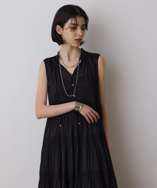 GRACE CONTINENTAL ティアードマキシカフタンワンピース ブラック